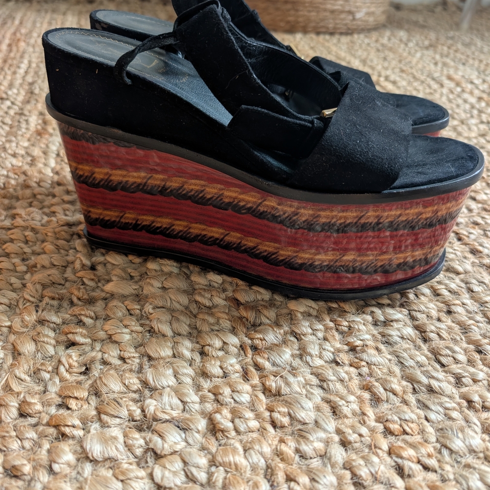 Yves Saint Laurent Black and Red Platform Heels